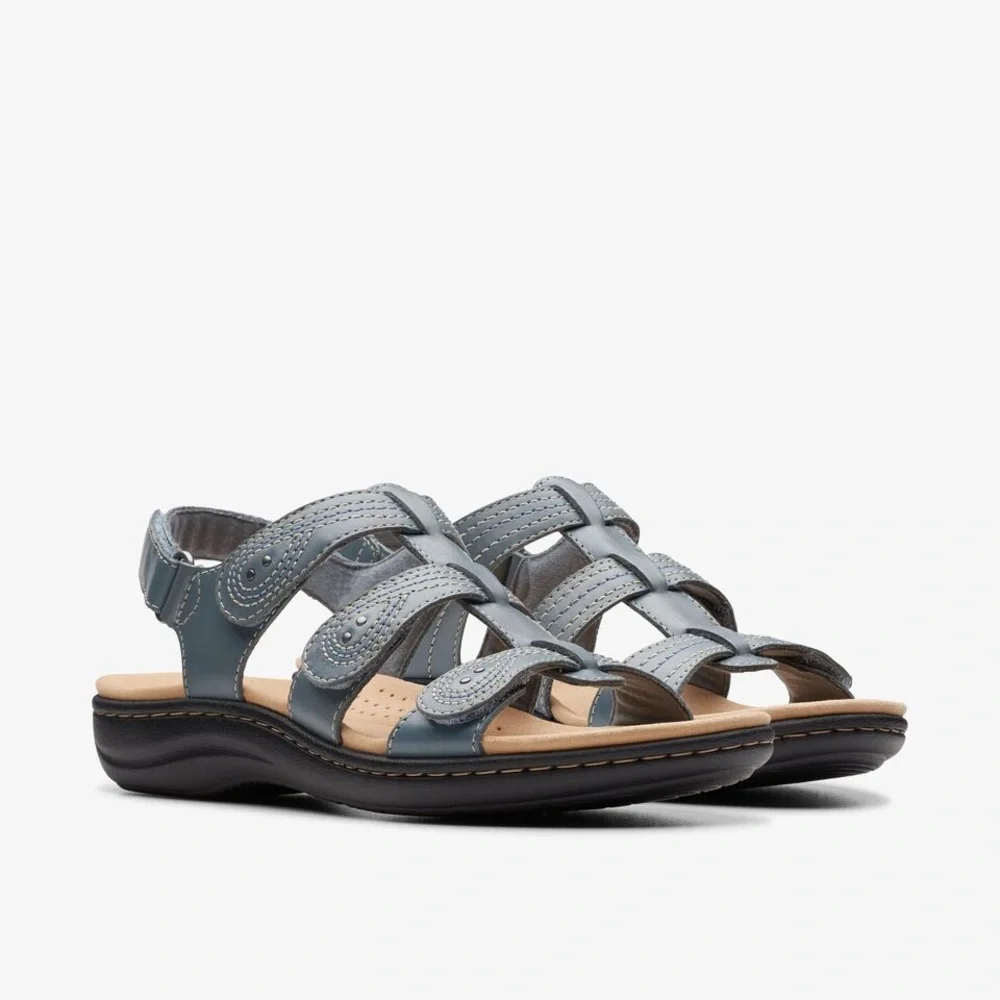 CLARKS WOMEN'S LAURIEANN VINE BLUE GREY LEATHER Size 7.5 - Picture 2 of 9
